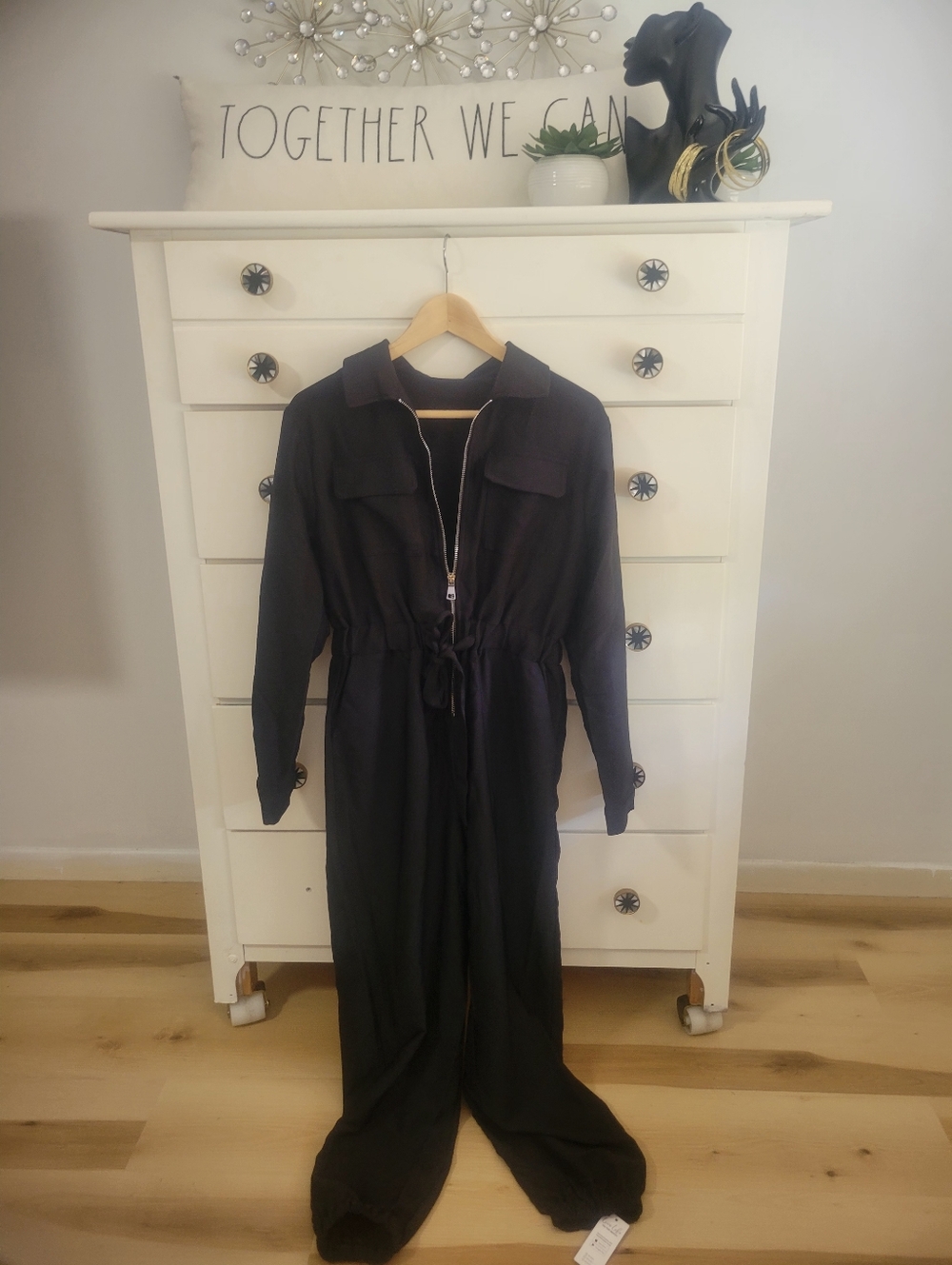 Cupshe Black Utility Jumpsuit – Size Small NWT | Elastic Waist, Street Chic Stap - Picture 3 of 11